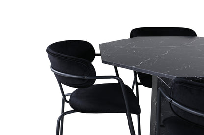 Arrow & Marbs spisebordsstol 2-pak sort + rundt spisebord ⌀110 sort