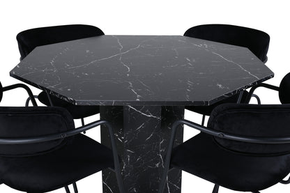 Arrow & Marbs spisebordsstol 2-pak sort + rundt spisebord ⌀110 sort