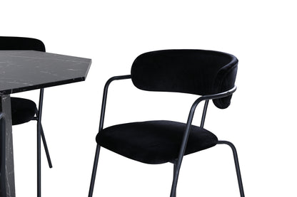 Arrow & Marbs spisebordsstol 2-pak sort + rundt spisebord ⌀110 sort