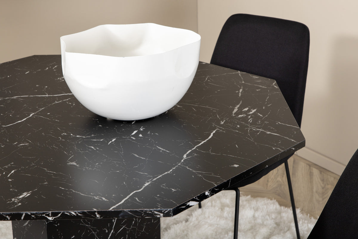 Muce & Marbs spisebordsstol 2-pak sort + rundt spisebord ⌀110 sort