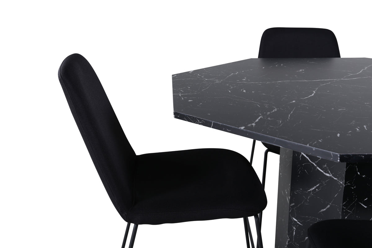 Muce & Marbs spisebordsstol 2-pak sort + rundt spisebord ⌀110 sort