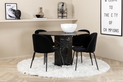 Wrinkles & Marbs spisebordsstol 2-pak sort + rundt spisebord ⌀110 sort