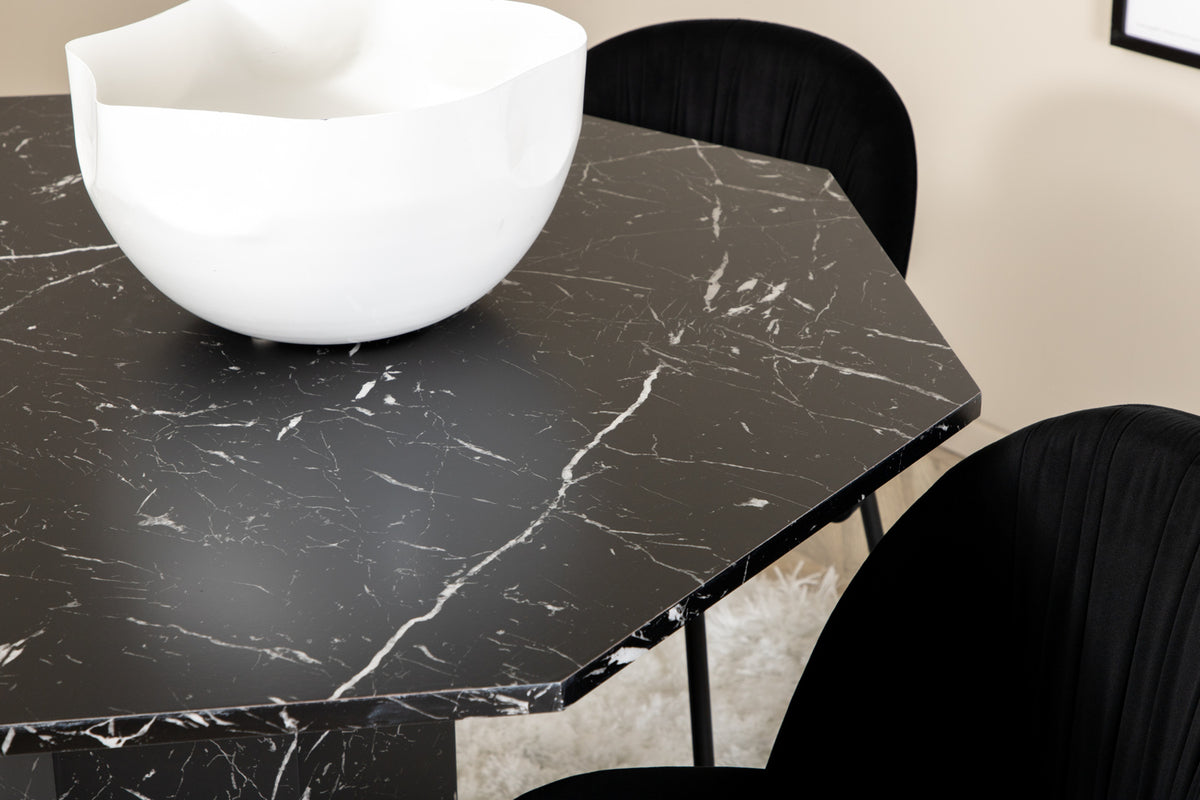 Wrinkles & Marbs spisebordsstol 2-pak sort + rundt spisebord ⌀110 sort