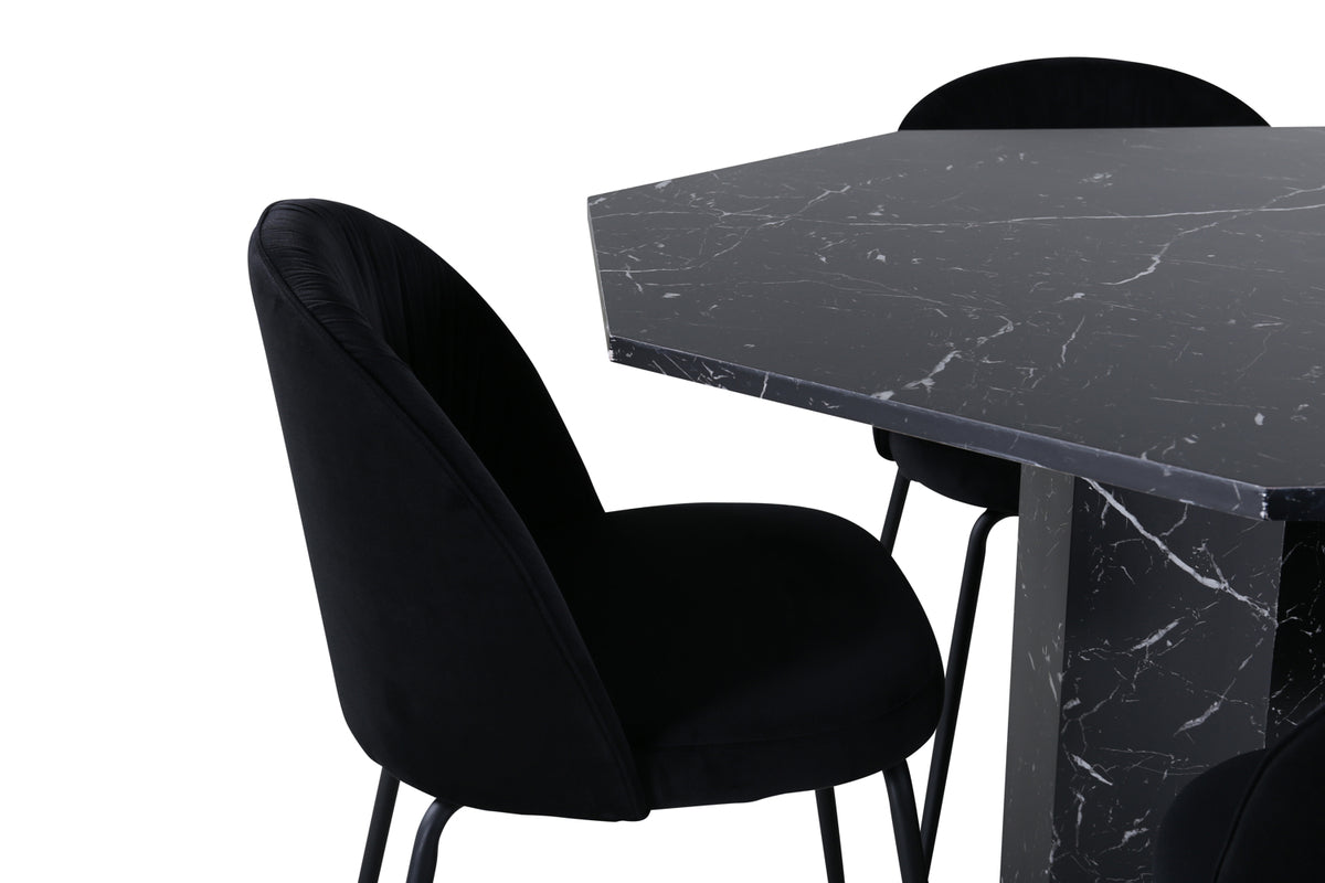 Wrinkles & Marbs spisebordsstol 2-pak sort + rundt spisebord ⌀110 sort