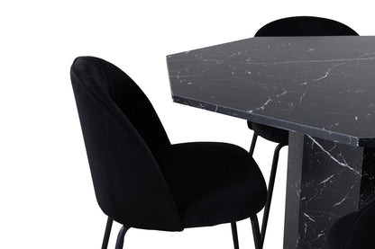 Wrinkles & Marbs spisebordsstol 2-pak sort + rundt spisebord ⌀110 sort