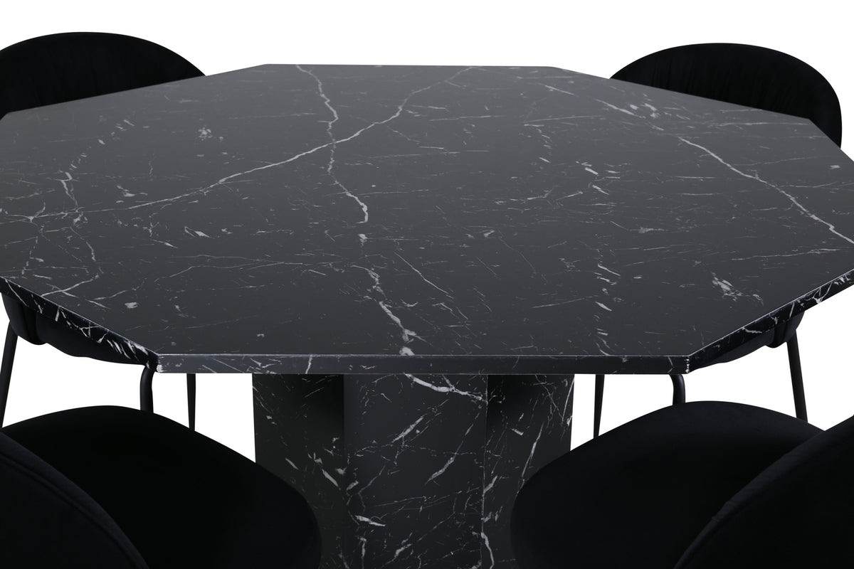 Wrinkles & Marbs spisebordsstol 2-pak sort + rundt spisebord ⌀110 sort