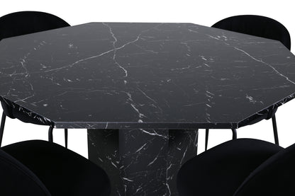 Wrinkles & Marbs spisebordsstol 2-pak sort + rundt spisebord ⌀110 sort