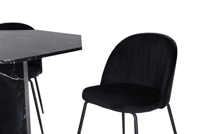 Wrinkles & Marbs spisebordsstol 2-pak sort + rundt spisebord ⌀110 sort