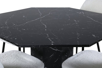 Marbs & Polar rundt spisebord ⌀110 sort + spisebordsstol 2-pak hvid