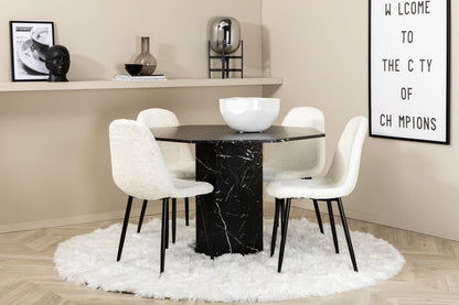 Marbs & Polar rundt spisebord ⌀110 sort + spisebordsstol 2-pak hvid