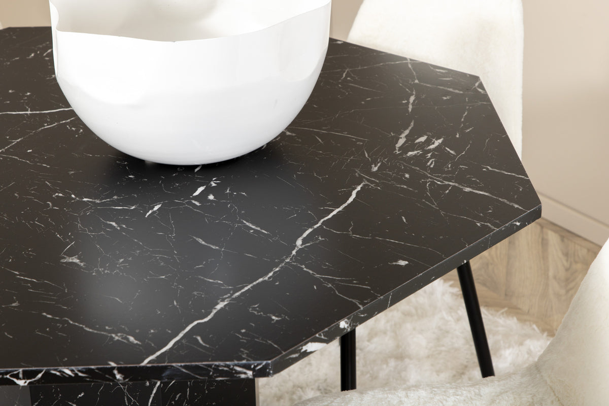 Marbs & Polar rundt spisebord ⌀110 sort + spisebordsstol 2-pak hvid