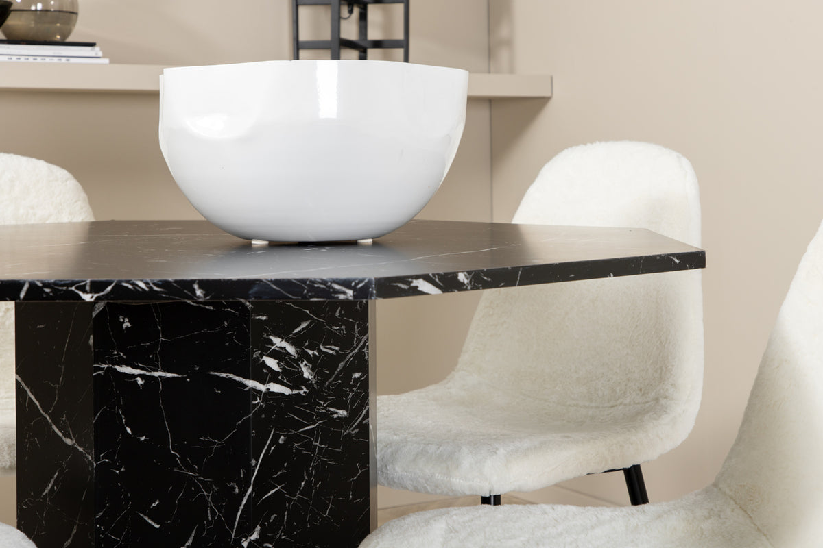 Marbs & Polar rundt spisebord ⌀110 sort + spisebordsstol 2-pak hvid