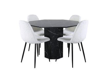 Marbs & Polar rundt spisebord ⌀110 sort + spisebordsstol 2-pak hvid