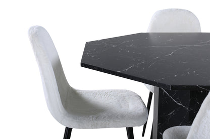 Marbs & Polar rundt spisebord ⌀110 sort + spisebordsstol 2-pak hvid