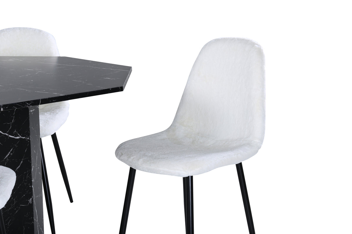 Marbs & Polar rundt spisebord ⌀110 sort + spisebordsstol 2-pak hvid