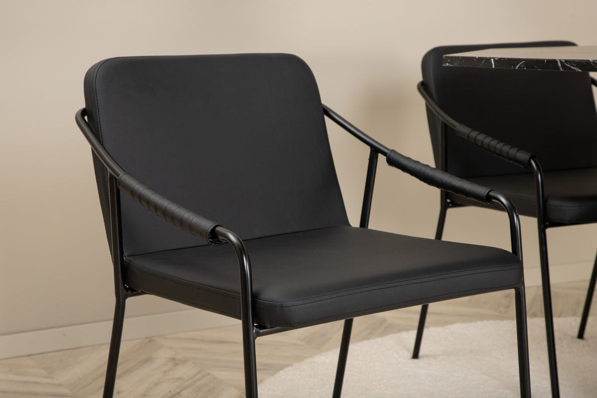 Tvist & Marbs spisebordsstol 2-pak sort + rundt spisebord ⌀110 sort