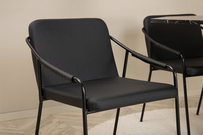 Tvist & Marbs spisebordsstol 2-pak sort + rundt spisebord ⌀110 sort