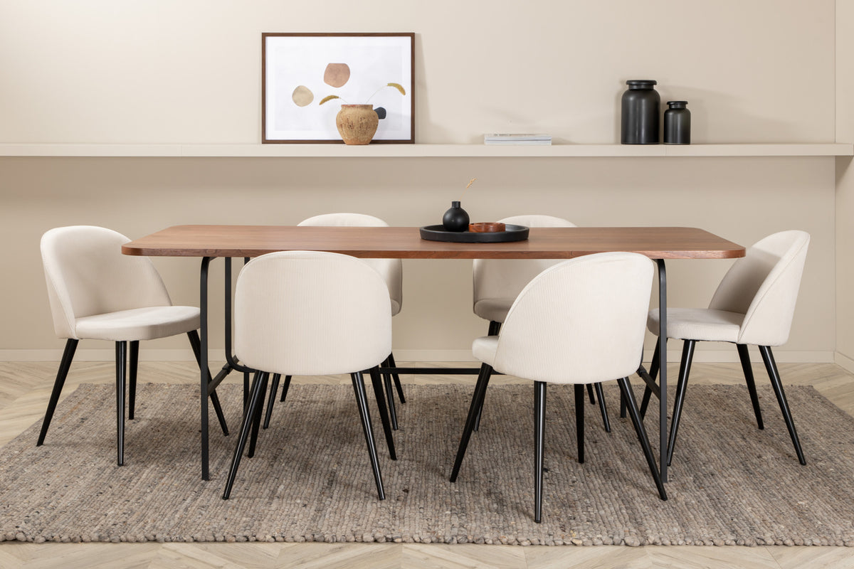 Uno, Velvet Rektangulært Spisebordssæt