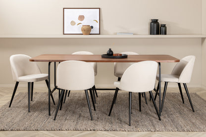 Uno, Velvet Rektangulært Spisebordssæt