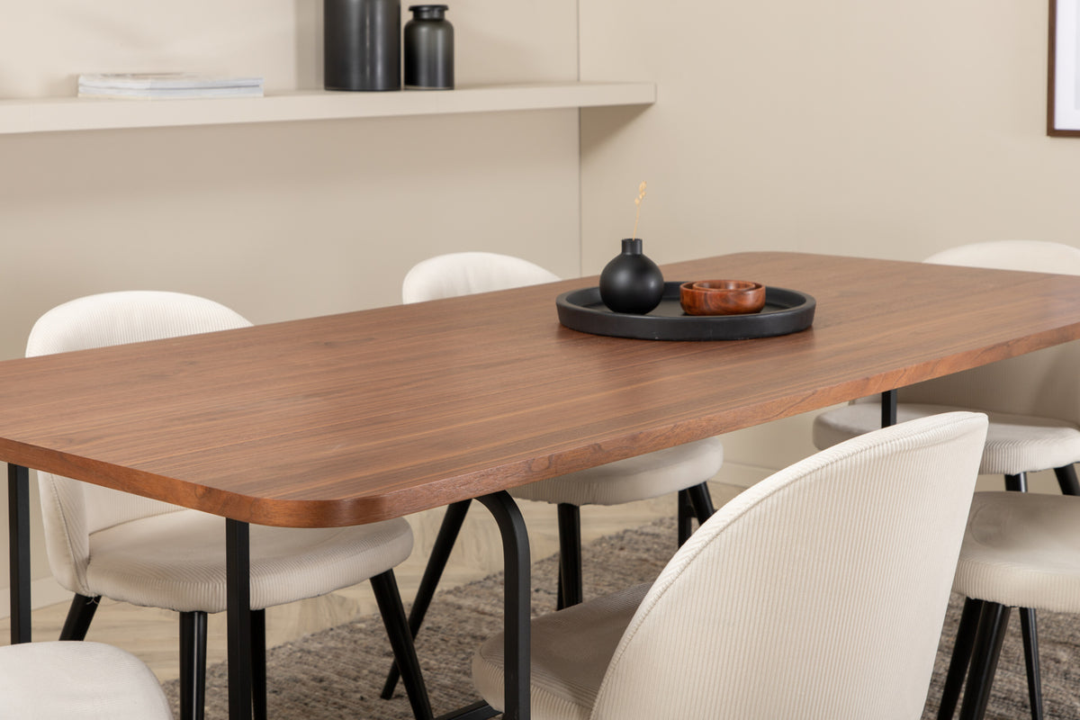 Uno, Velvet Rektangulært Spisebordssæt