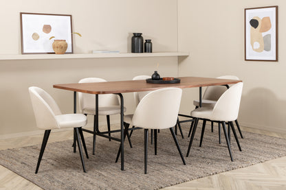 Uno, Velvet Rektangulært Spisebordssæt