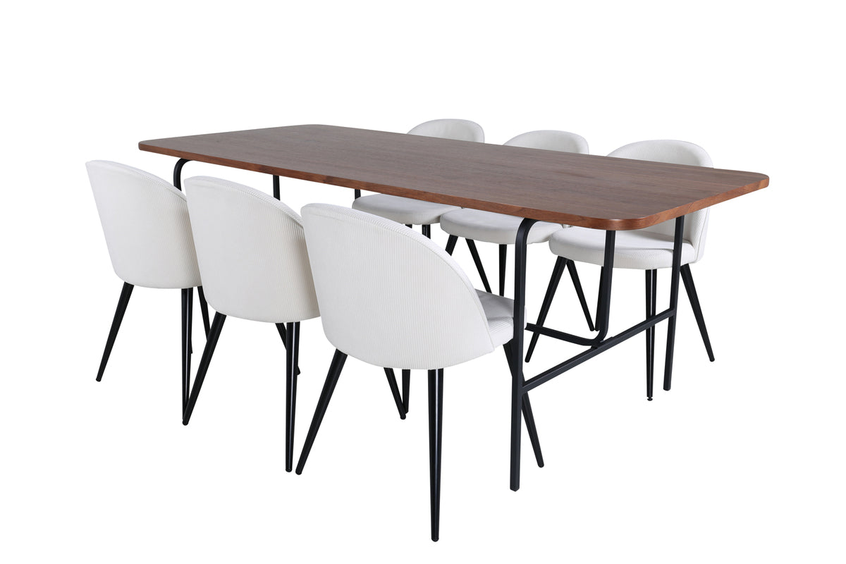 Uno, Velvet Rektangulært Spisebordssæt