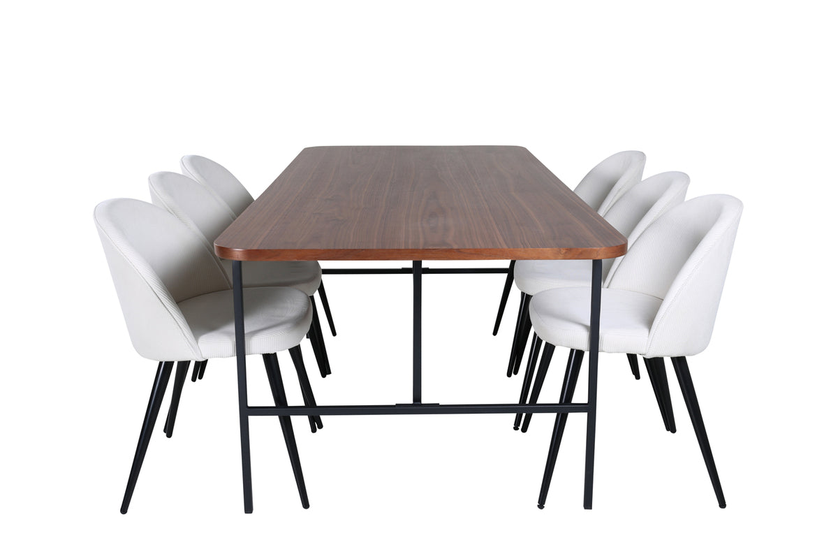 Uno, Velvet Rektangulært Spisebordssæt