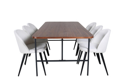 Uno, Velvet Rektangulært Spisebordssæt