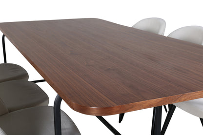 Uno, Velvet Rektangulært Spisebordssæt