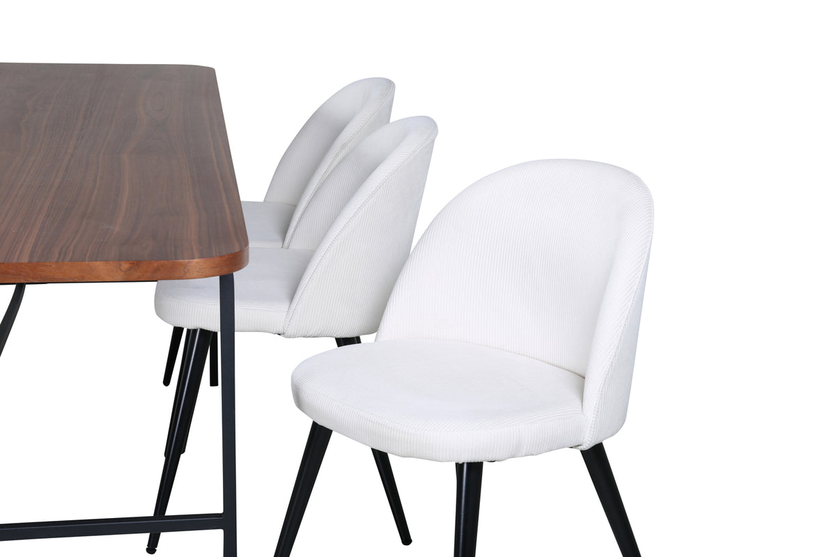 Uno, Velvet Rektangulært Spisebordssæt