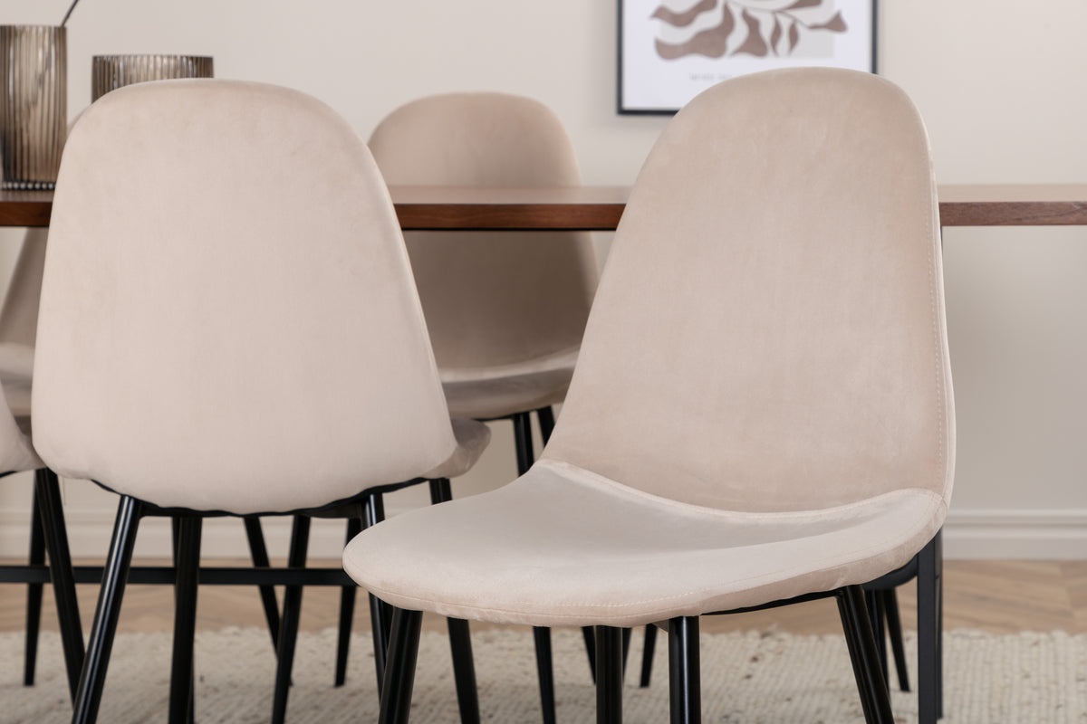 Uno & Polar Rektangulært Spisebord 200 x 90 Natur + Spisebordsstol 2-pak Beige