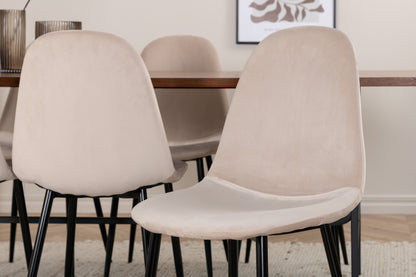 Uno & Polar Rektangulært Spisebord 200 x 90 Natur + Spisebordsstol 2-pak Beige