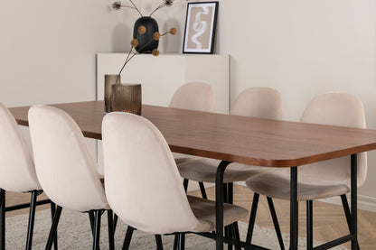 Uno & Polar Rektangulært Spisebord 200 x 90 Natur + Spisebordsstol 2-pak Beige