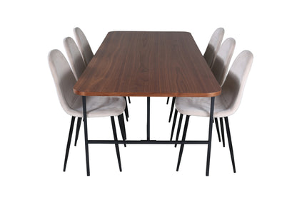 Uno & Polar Rektangulært Spisebord 200 x 90 Natur + Spisebordsstol 2-pak Beige