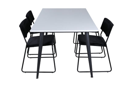 Jimmy & Kenth Rektangulært Spisebord 150 x 90 Hvid + Spisebænk 2-pak Sort