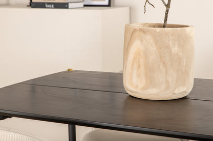 Pelle & Velvet Rektangulært Spisebord 190 x 90 Sort + Spisebordsstol 2-pak Creme