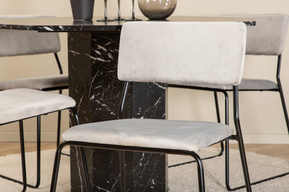 Kenth & Marbs Spisebordsstol 2-pak Grå + Rundt Spisebord ⌀110 Sort