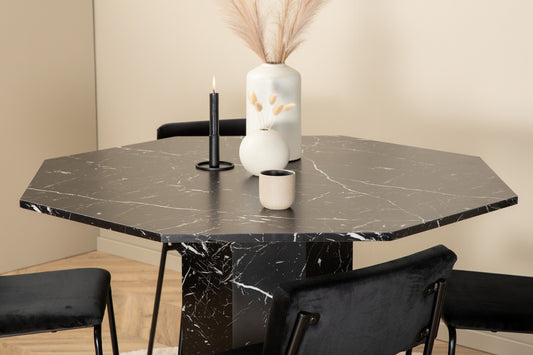 Kenth & Marbs Spisebordsstol 2-pak Sort + Rundt Spisebord ⌀110 Sort