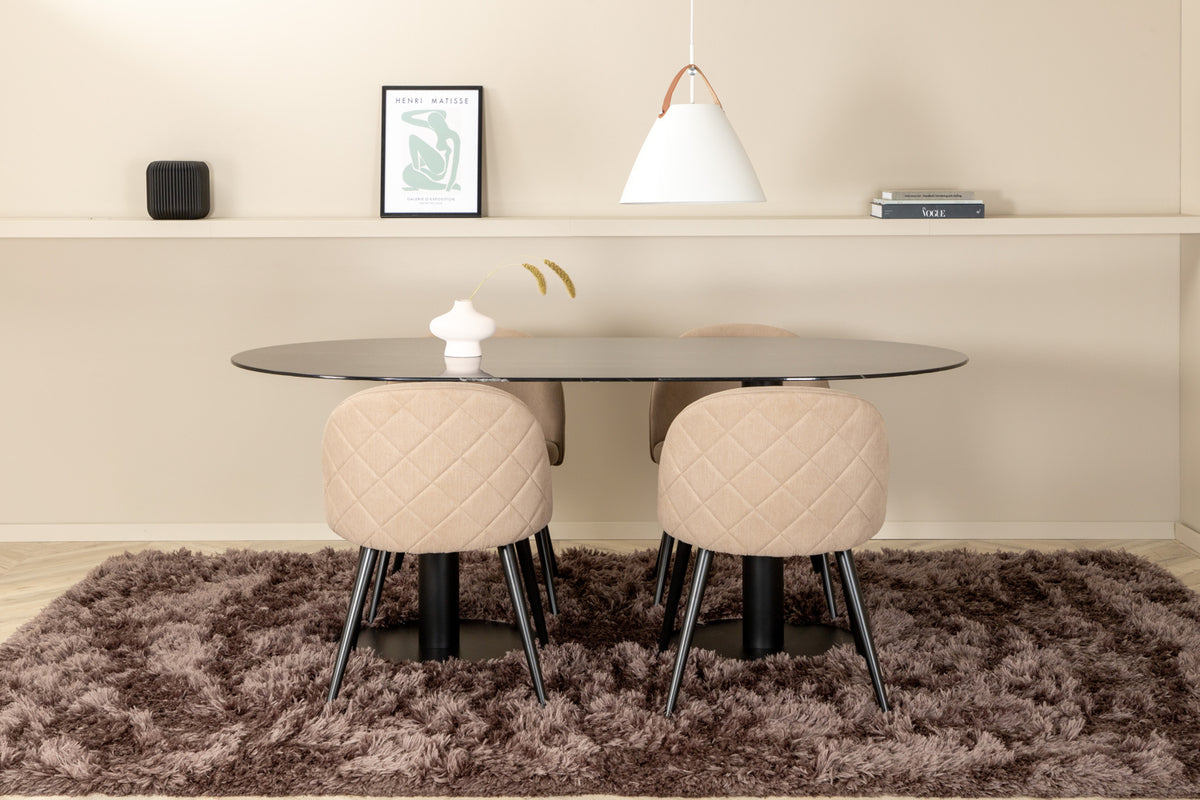 Pillan, Velvet Oval Dining Set