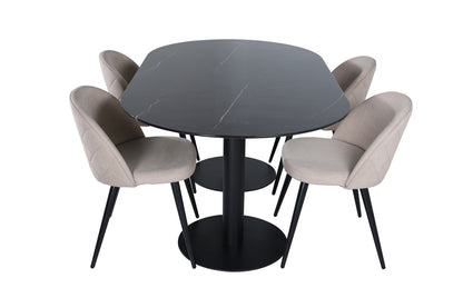 Pillan, Velvet Oval Dining Set