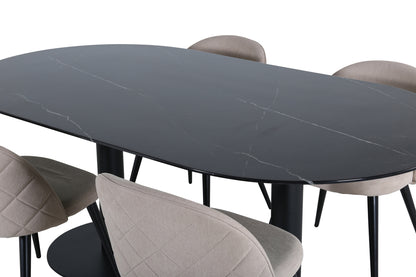 Pillan, Velvet Oval Dining Set