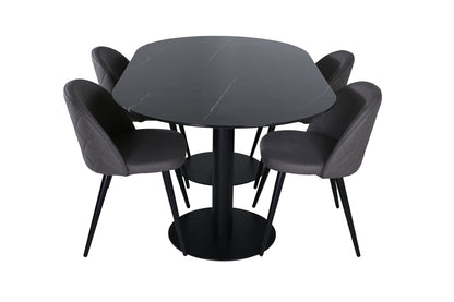 Pillan, Velvet Oval Dining Set