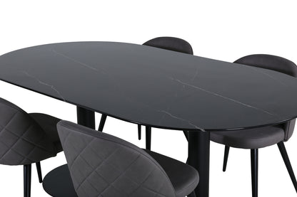 Pillan, Velvet Oval Dining Set