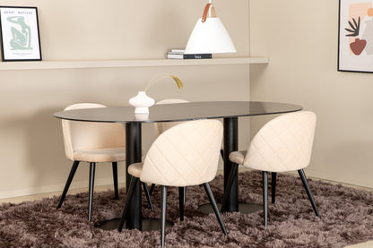 Pillan, Velvet Oval Dining Set
