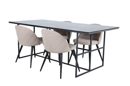 Leif & Velvet Spisebord 90x200 + Spisestole Beige