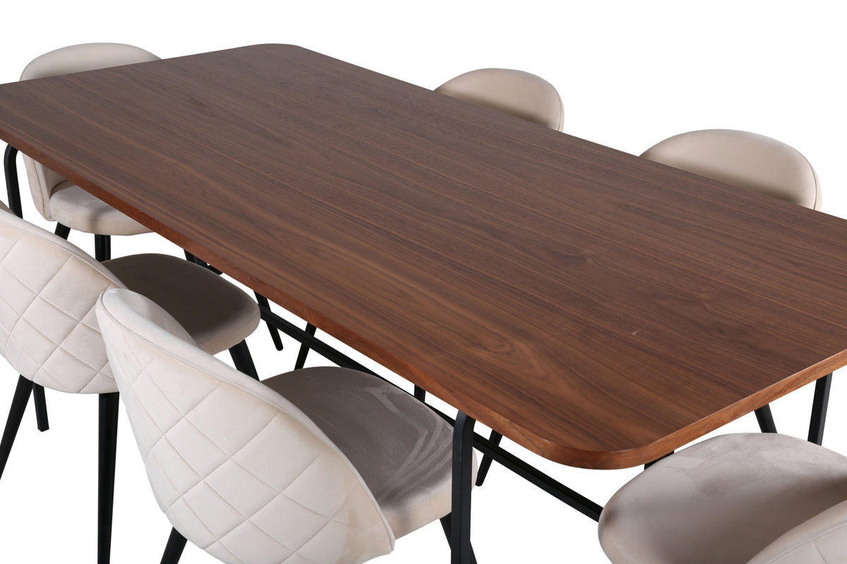 Uno, Velvet rektangulært spisebordssæt