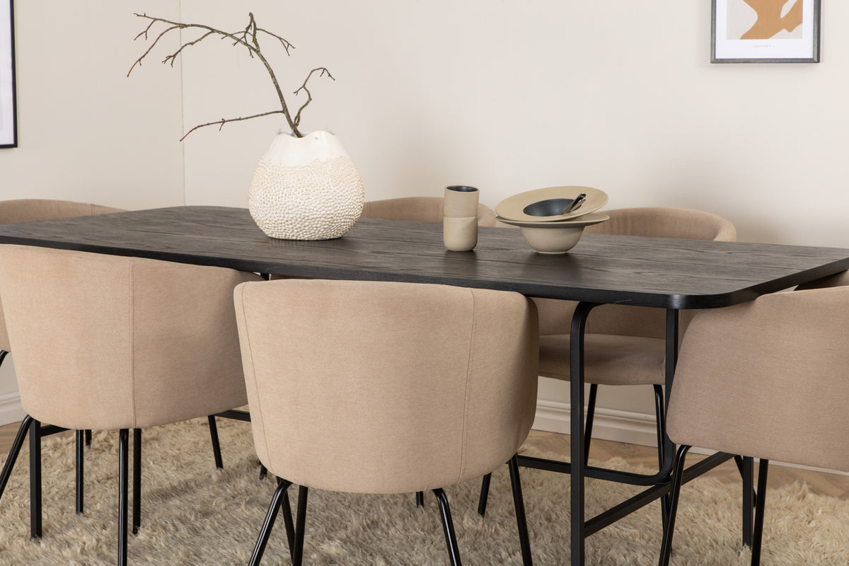 Berit & Uno Spisebordsstole Beige + Spisebord 90x200