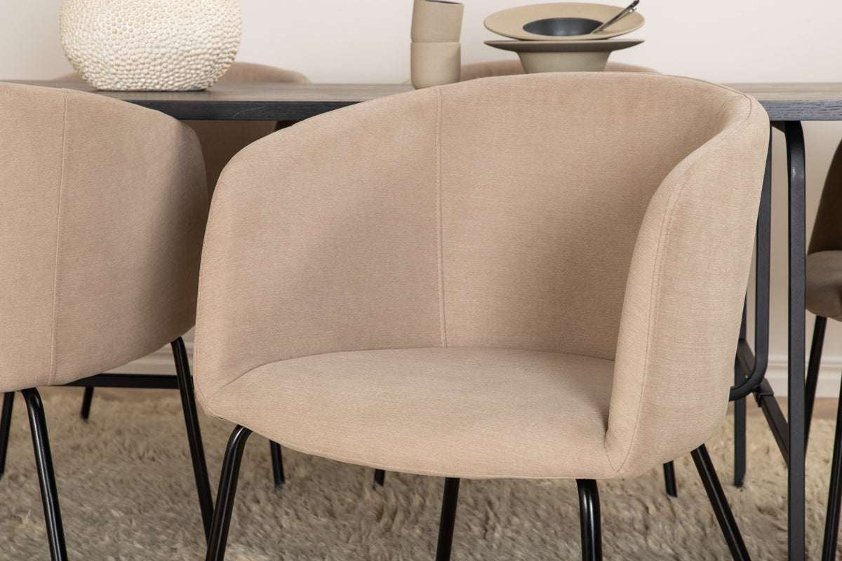 Berit & Uno Spisebordsstole Beige + Spisebord 90x200