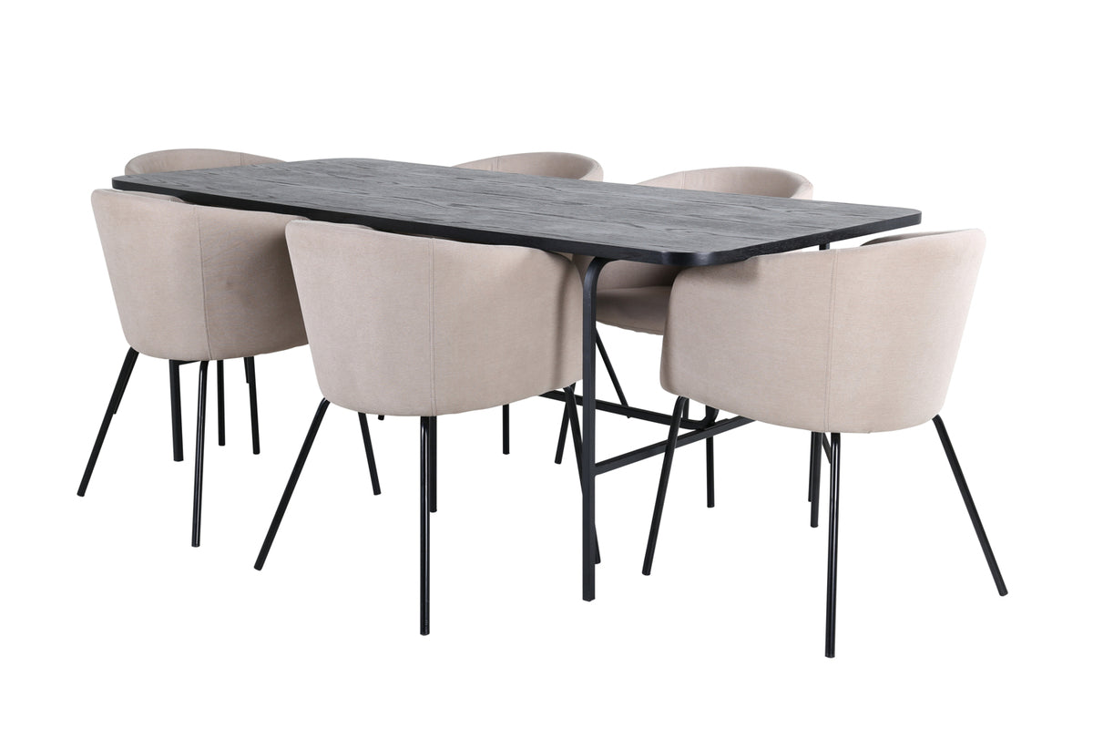 Berit & Uno Spisebordsstole Beige + Spisebord 90x200