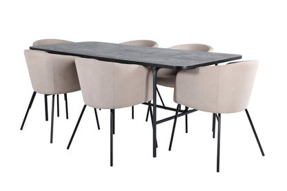 Berit & Uno Spisebordsstole Beige + Spisebord 90x200